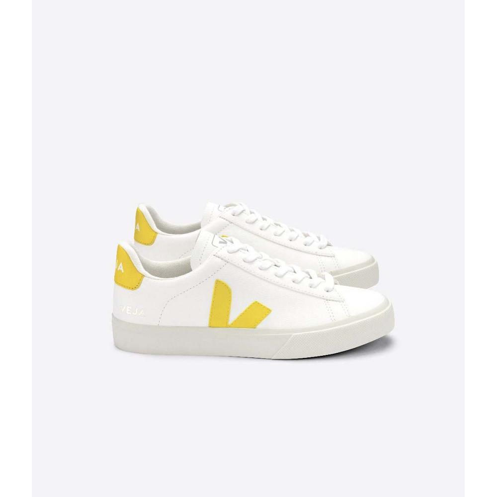 Men\'s Veja CAMPO CHROMEFREE Low Tops Sneakers White/Yellow | ZA 298QMA